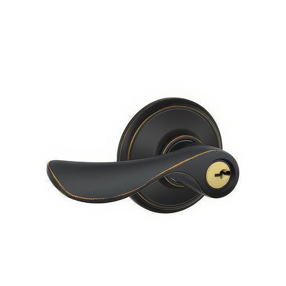 Schlage F51A-CHP F-Series Champagne Panic Proof Keyed Entry Door Lever