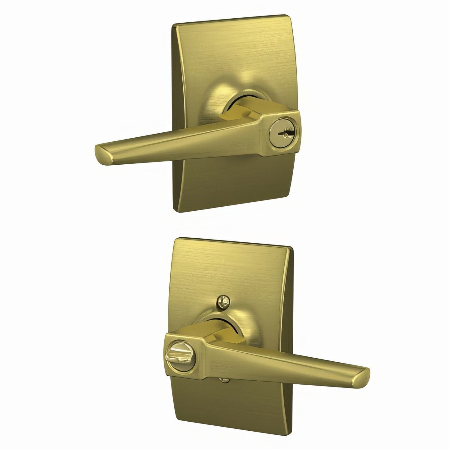 Schlage F51A-ELR-CEN Eller Single Cylinder Keyed Entry Lever Lock.