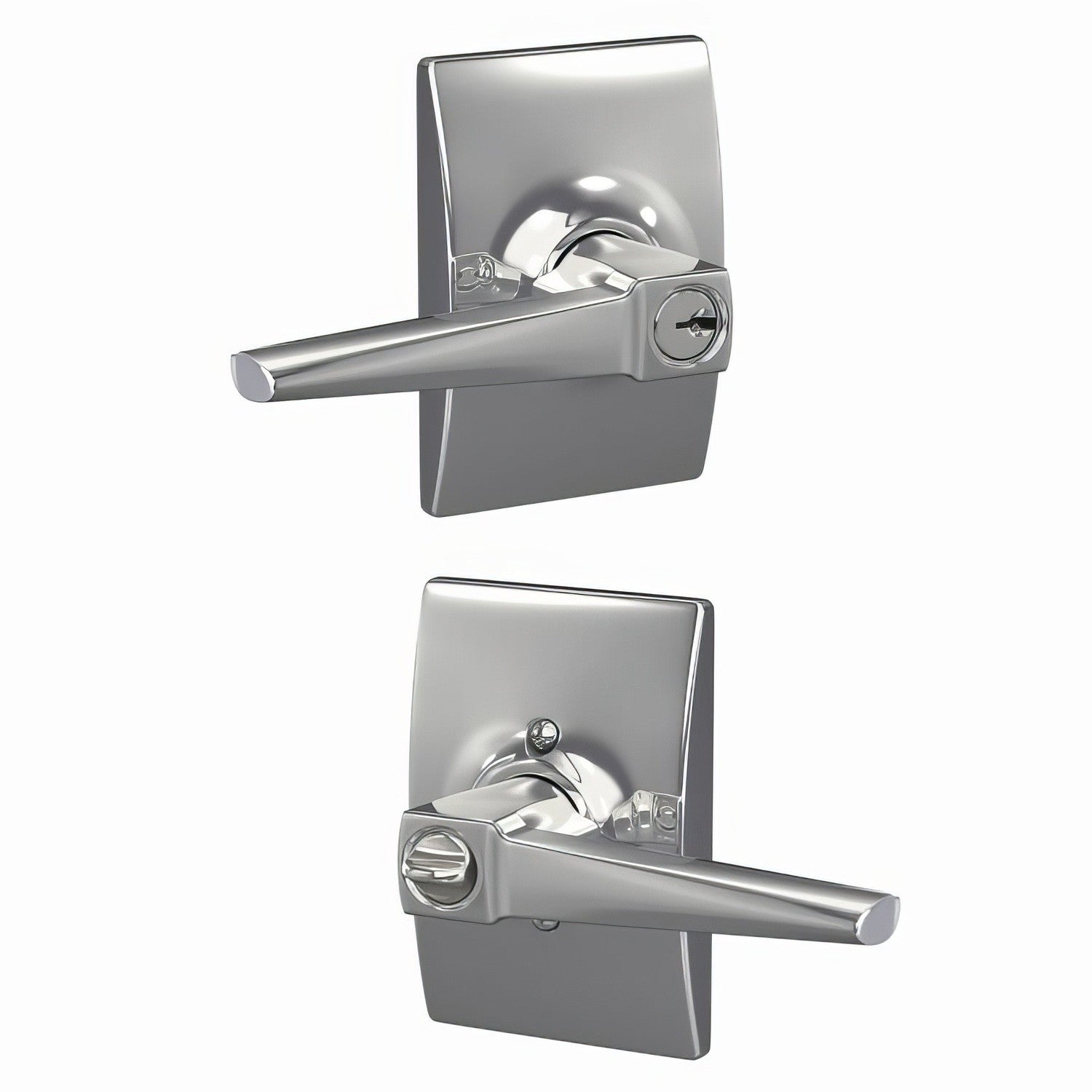 Schlage F51A-ELR-CEN Eller Single Cylinder Keyed Entry Lever Lock.