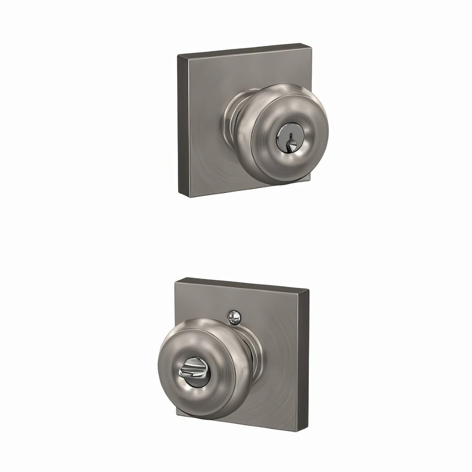 Schlage F51AGEO-COL Georgian with Collins Rose Keyed Entry Door Knob