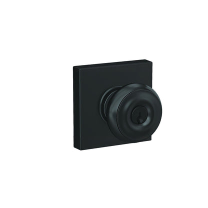 Schlage F51AGEO-COL Georgian with Collins Rose Keyed Entry Door Knob