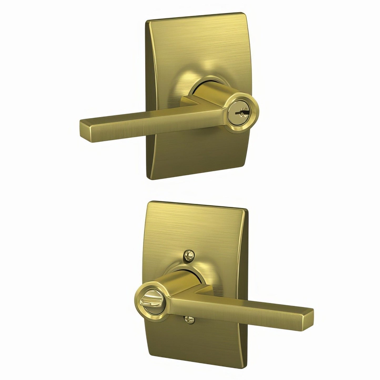 Schlage F51A-LAT-CEN F-Series Latitude Keyed Entry Door Lever.