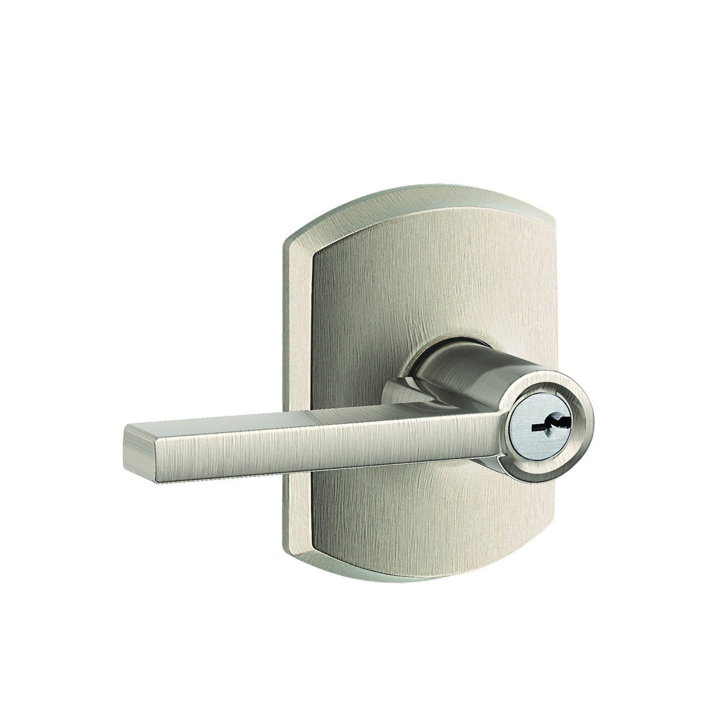 Schlage F51ALAT-GRW Latitude with Greenwich Rose Keyed Entry Door Lever