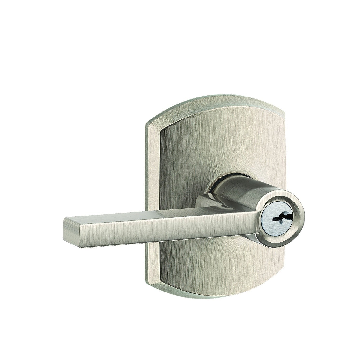 Schlage F51ALAT-GRW Latitude with Greenwich Rose Keyed Entry Door Lever