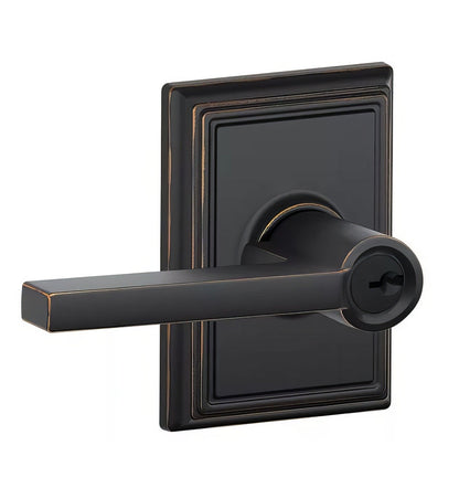 Schlage F51ALAT-ADD Latitude with Addison Rose Keyed Entry Door Lever