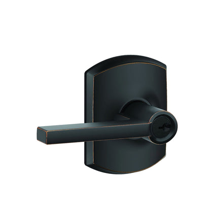 Schlage F51ALAT-GRW Latitude with Greenwich Rose Keyed Entry Door Lever