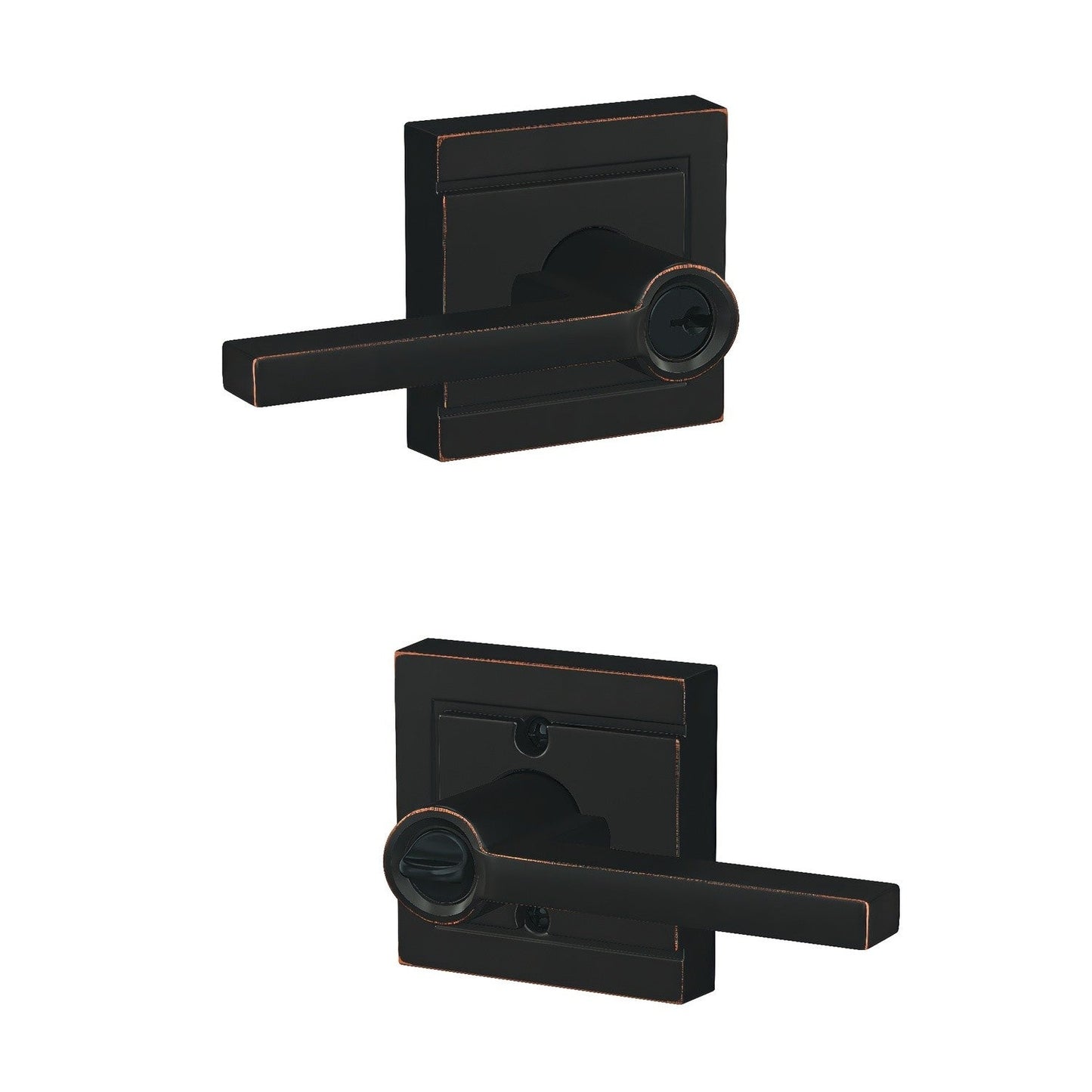 Schlage F51ALAT-ULD Latitude with Upland Rose Keyed Entry Door Lever