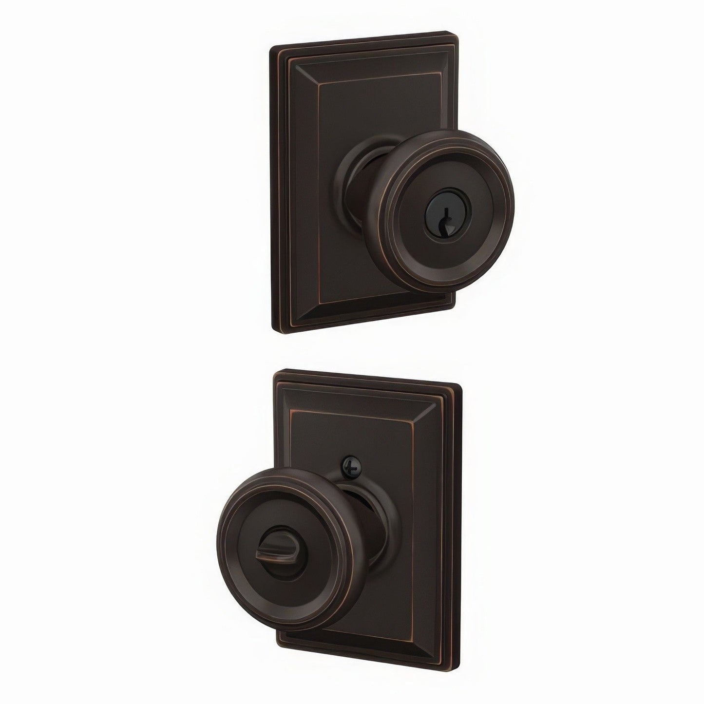 Schlage F51AOFM-GDV Offerman with Grandville Rose Keyed Entry Door Knob.