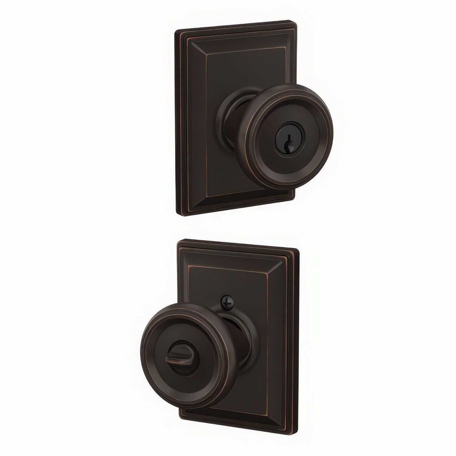 Schlage F51AOFM-GDV Offerman with Grandville Rose Keyed Entry Door Knob.