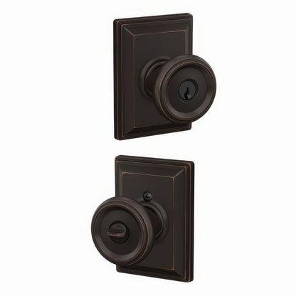 Schlage F51AOFM-GDV Offerman with Grandville Rose Keyed Entry Door Knob.
