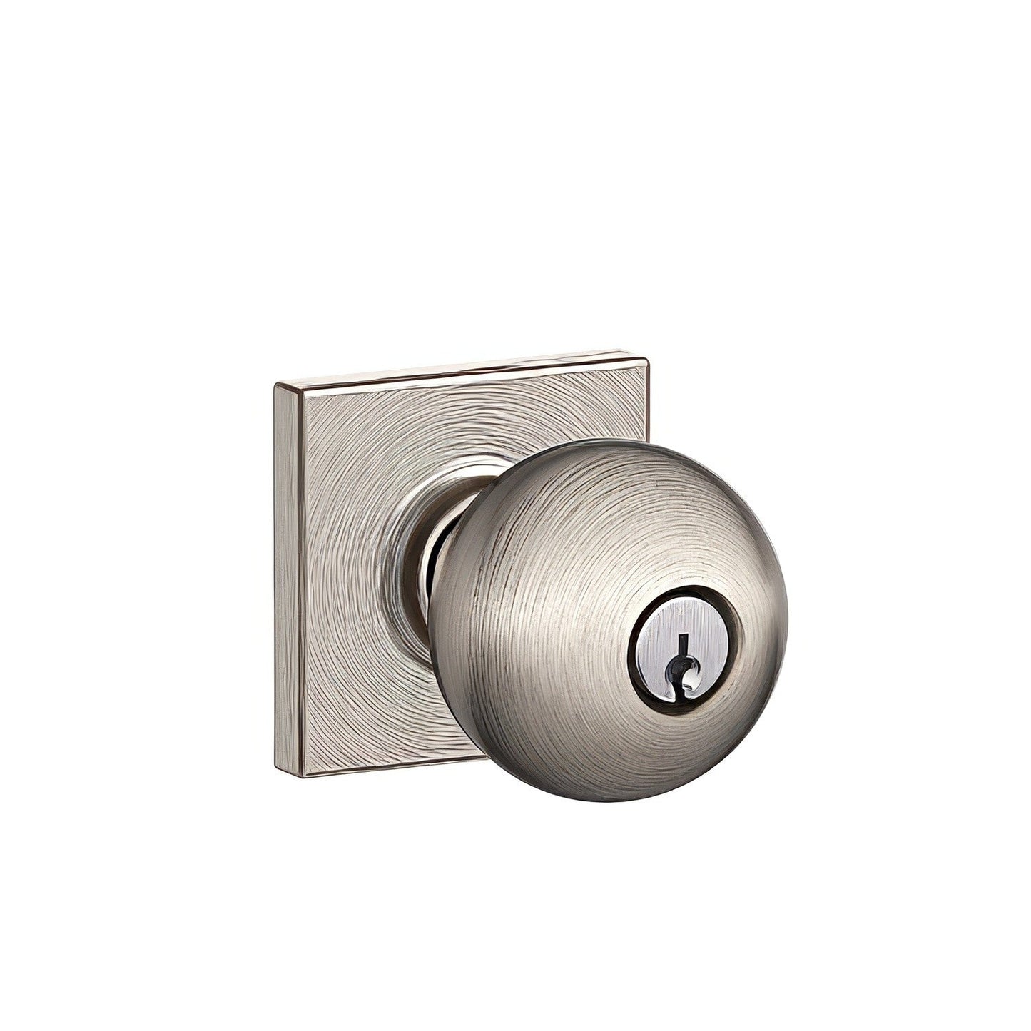 Schlage F51AORB619COL Orbit with Collins Rose Keyed Entry Door Knob Satin Nickel.