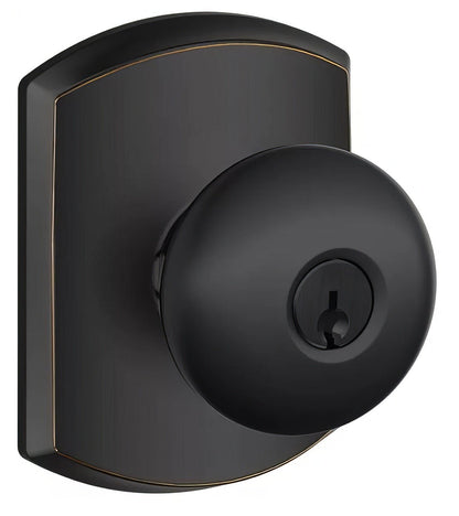 Schlage F51APLY-GRW Plymouth with Greenwich Rose Keyed Entry Door Knob.