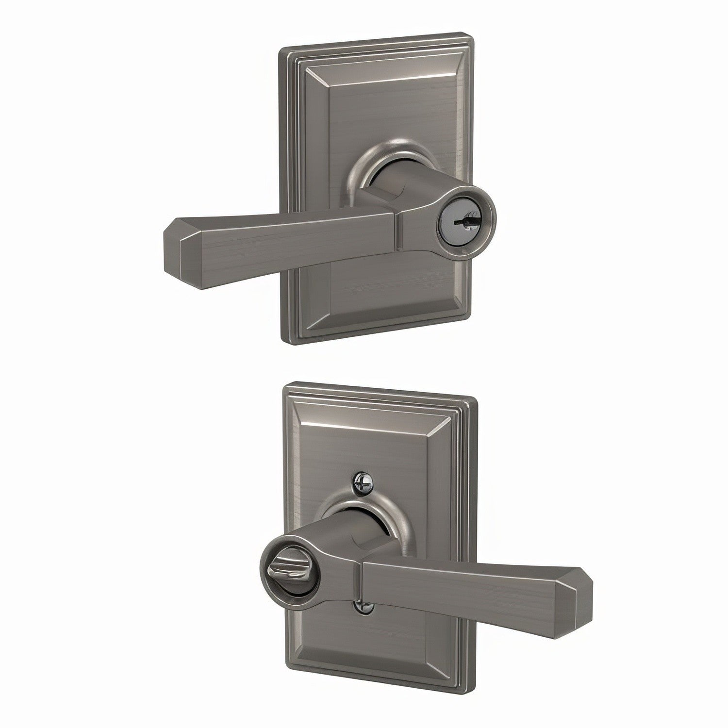 Schlage F51ARVT-GDV Rivington with Grandville Rose Keyed Entry Door Lever.