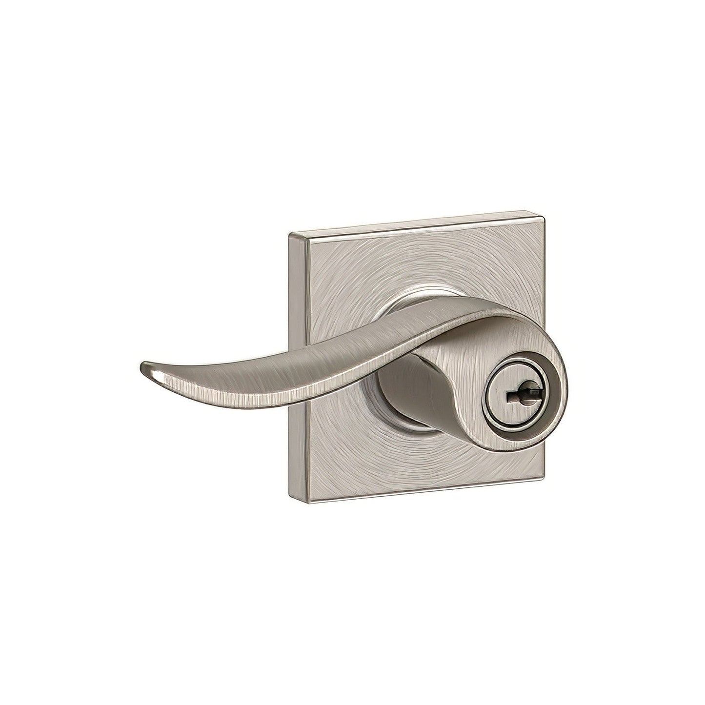 Schlage F51ASAC619COL Sacramento with Collins Rose Keyed Entry Door Lever Satin Nickel.