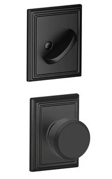 Schlage F59BWE622ADD Bowery Knob with Addison Rose Interior Active Trim Matte Black