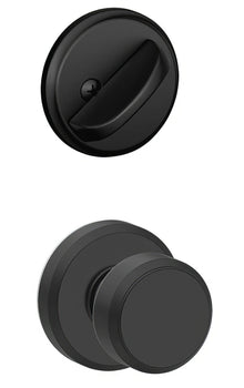 Schlage F59BWE-GSN Bowery Knob with Greyson Rose Interior Active Trim.