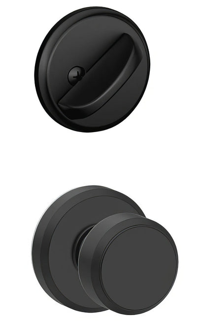 Schlage F59BWE-GSN Bowery Knob with Greyson Rose Interior Active Trim.