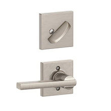 Schlage F59LAT619COL Latitude Lever with Collins Rose Interior Active Handleset Trim Satin Nickel