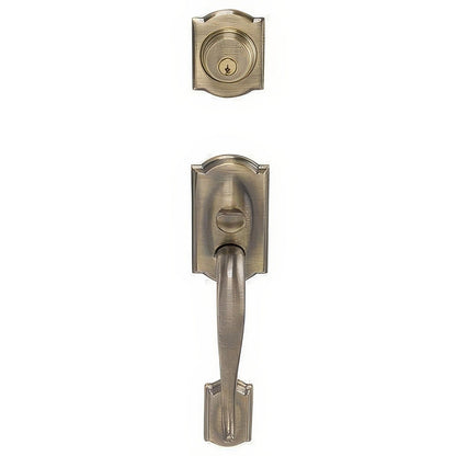 Schlage F62-CAM-BEL F-Series Camelot Double Cylinder Handleset with Bell Interior Knob