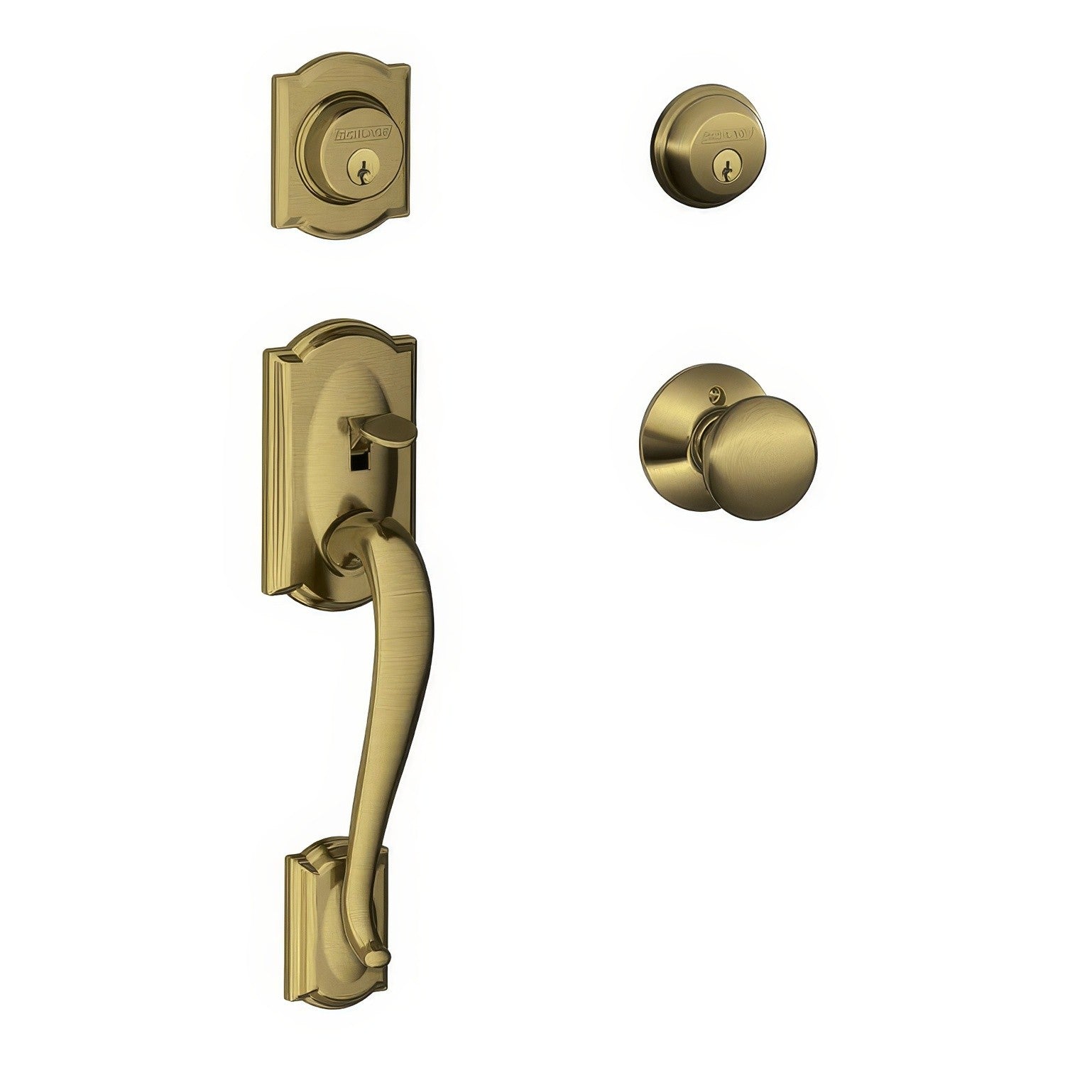 Schlage F62-CAM-PLY F-Series Double Cylinder Handleset with Plymouth Interior Knob