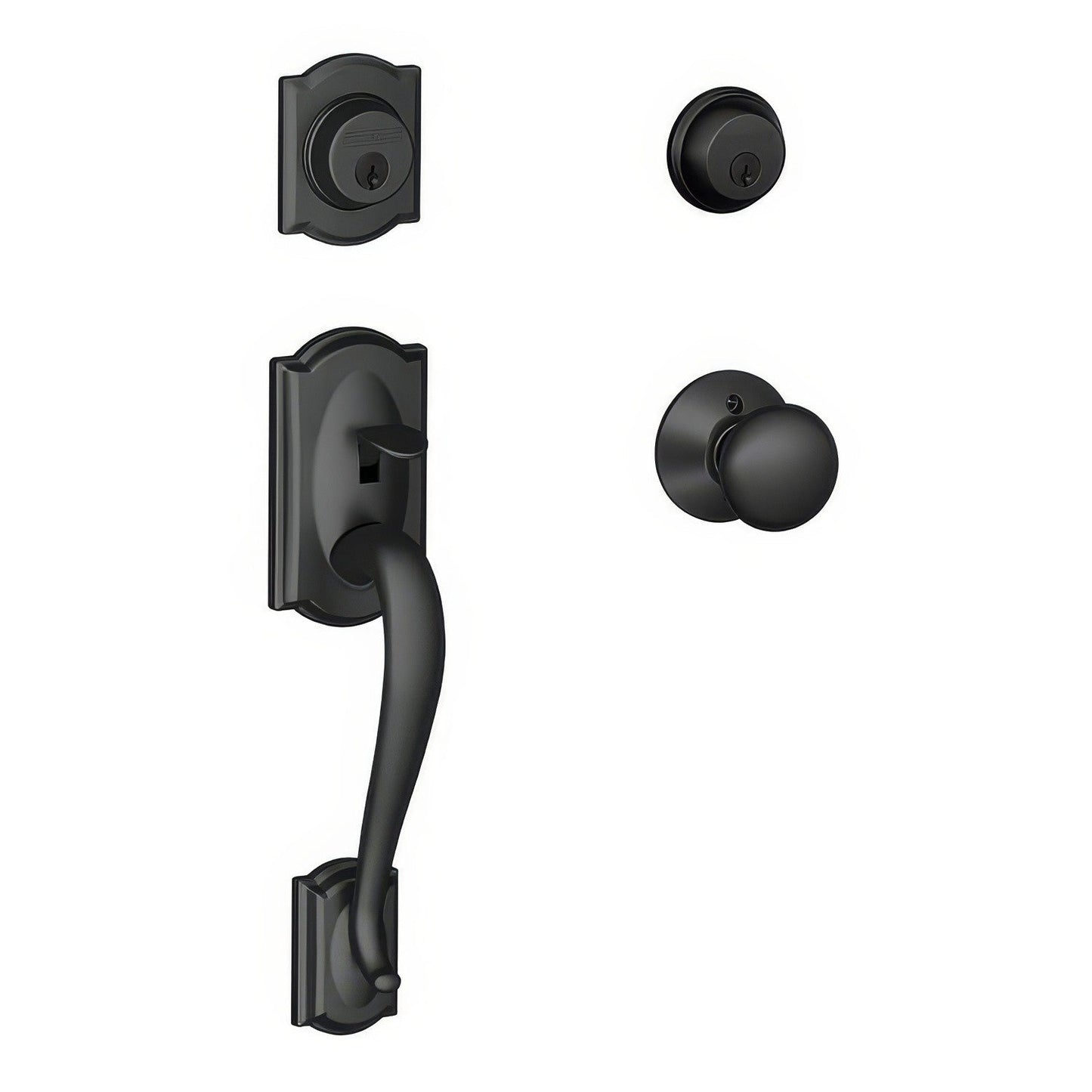 Schlage F62-CAM-PLY F-Series Double Cylinder Handleset with Plymouth Interior Knob