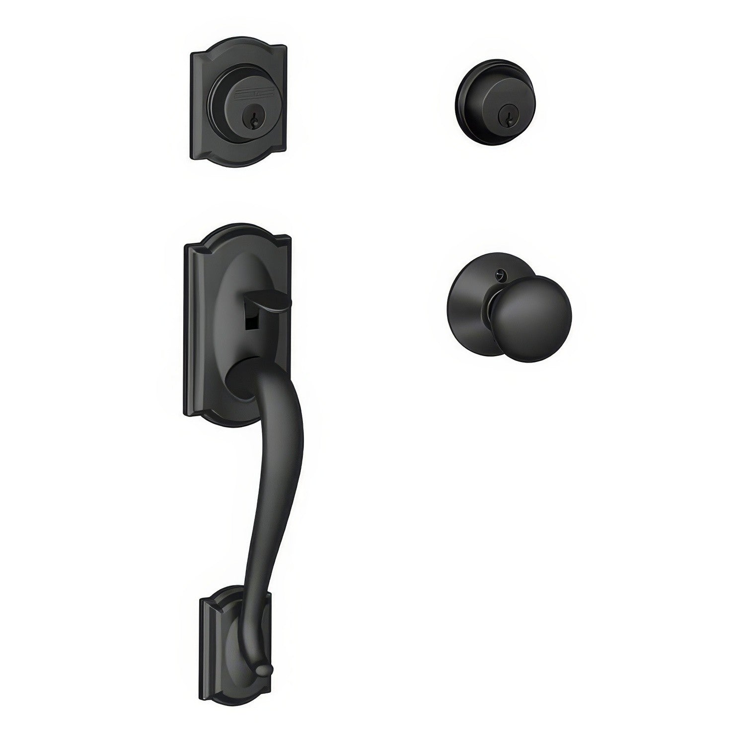 Schlage F62-CAM-PLY F-Series Double Cylinder Handleset with Plymouth Interior Knob