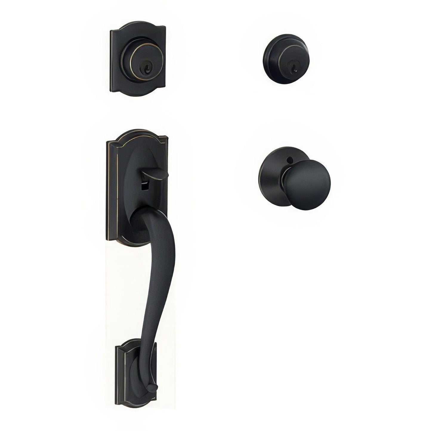 Schlage F62-CAM-PLY F-Series Double Cylinder Handleset with Plymouth Interior Knob
