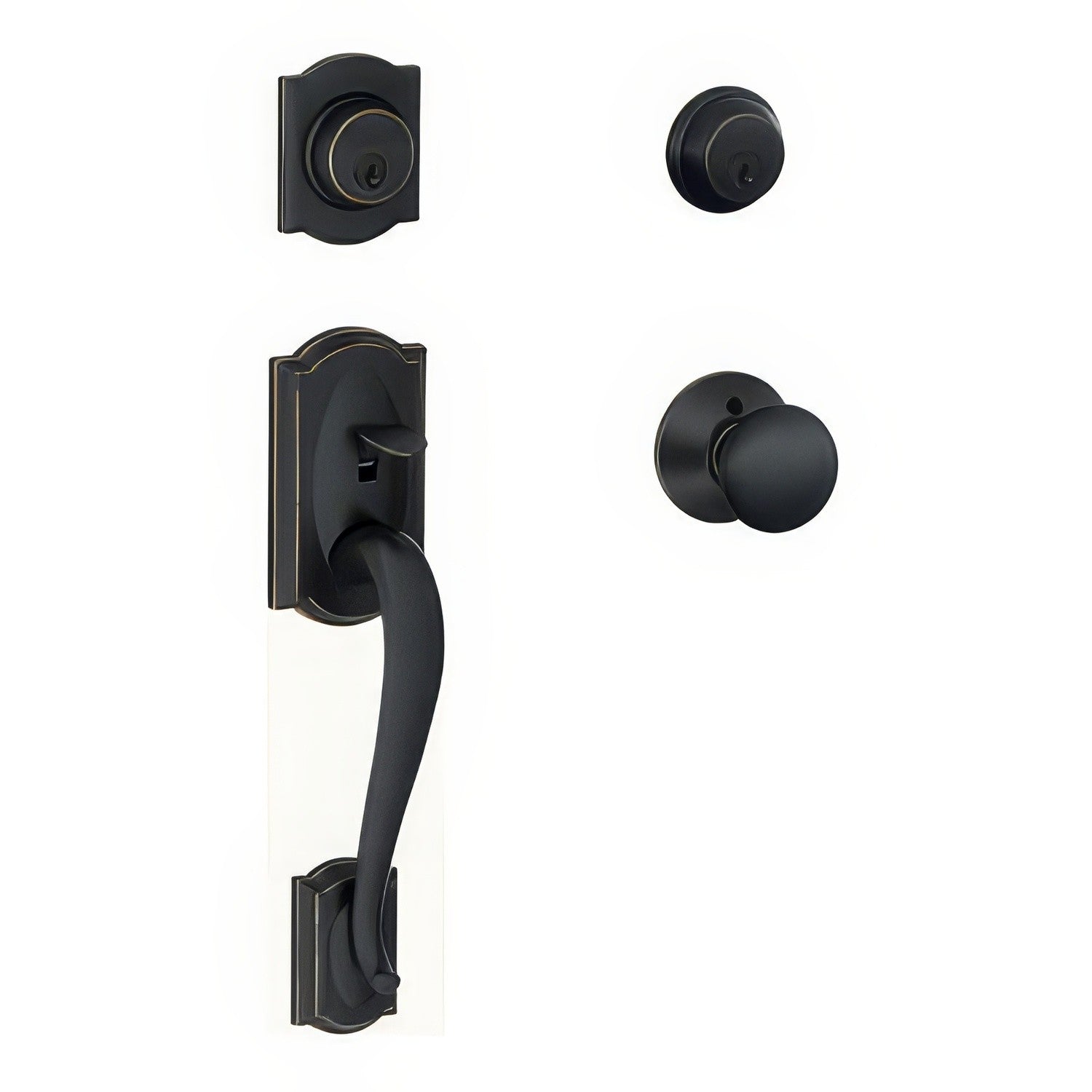 Schlage F62-CAM-PLY F-Series Double Cylinder Handleset with Plymouth Interior Knob