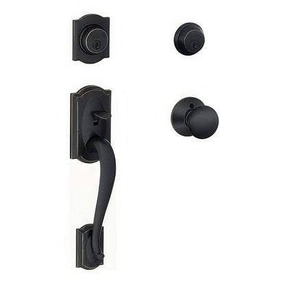 Schlage F62-CAM-PLY F-Series Double Cylinder Handleset with Plymouth Interior Knob