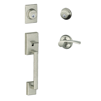 Schlage F62CEN-MERLH Left Hand Century with Merano Lever Double Cylinder Handleset and Trim