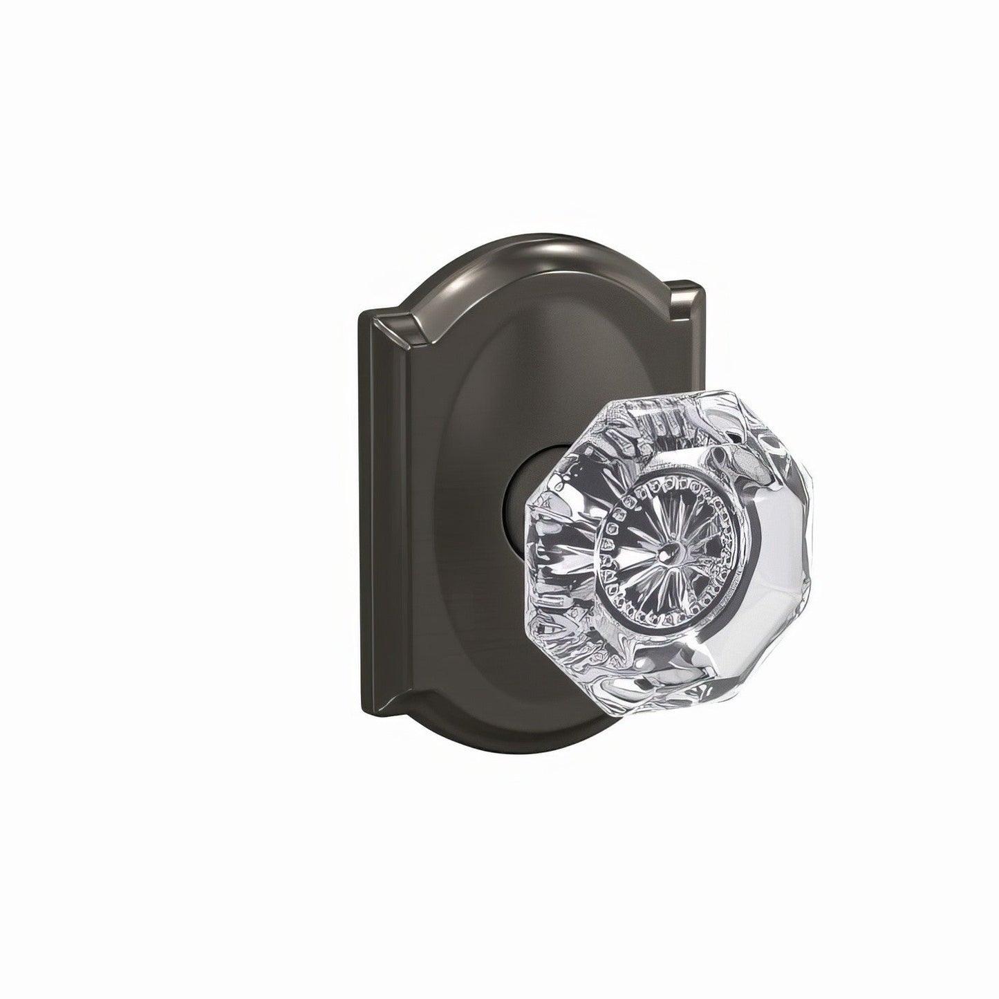 Schlage FC172ALX-CAM Alexandria Glass Knob with Camelot Rose Non Turning Double Dummy Pair.