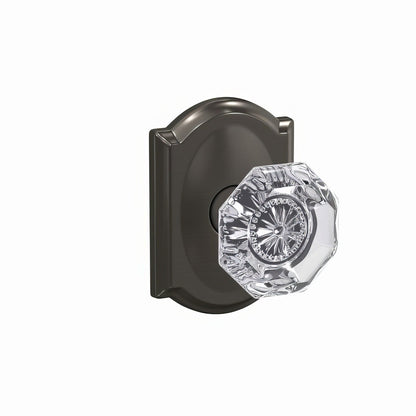 Schlage FC172ALX-CAM Alexandria Glass Knob with Camelot Rose Non Turning Double Dummy Pair.