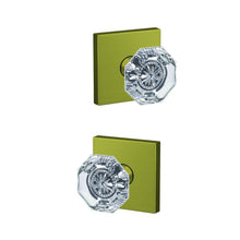 Schlage FC172ALX-COL Alexandria Glass Knob with Collins Rose Non Turning Double Dummy Pair.