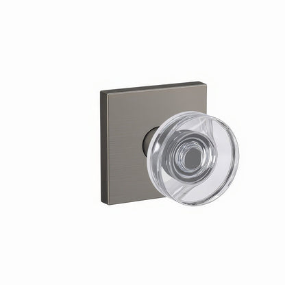 Schlage FC172DAW-COL Dawes Glass with Collins Rose Pair of Dummy Door Knobs.