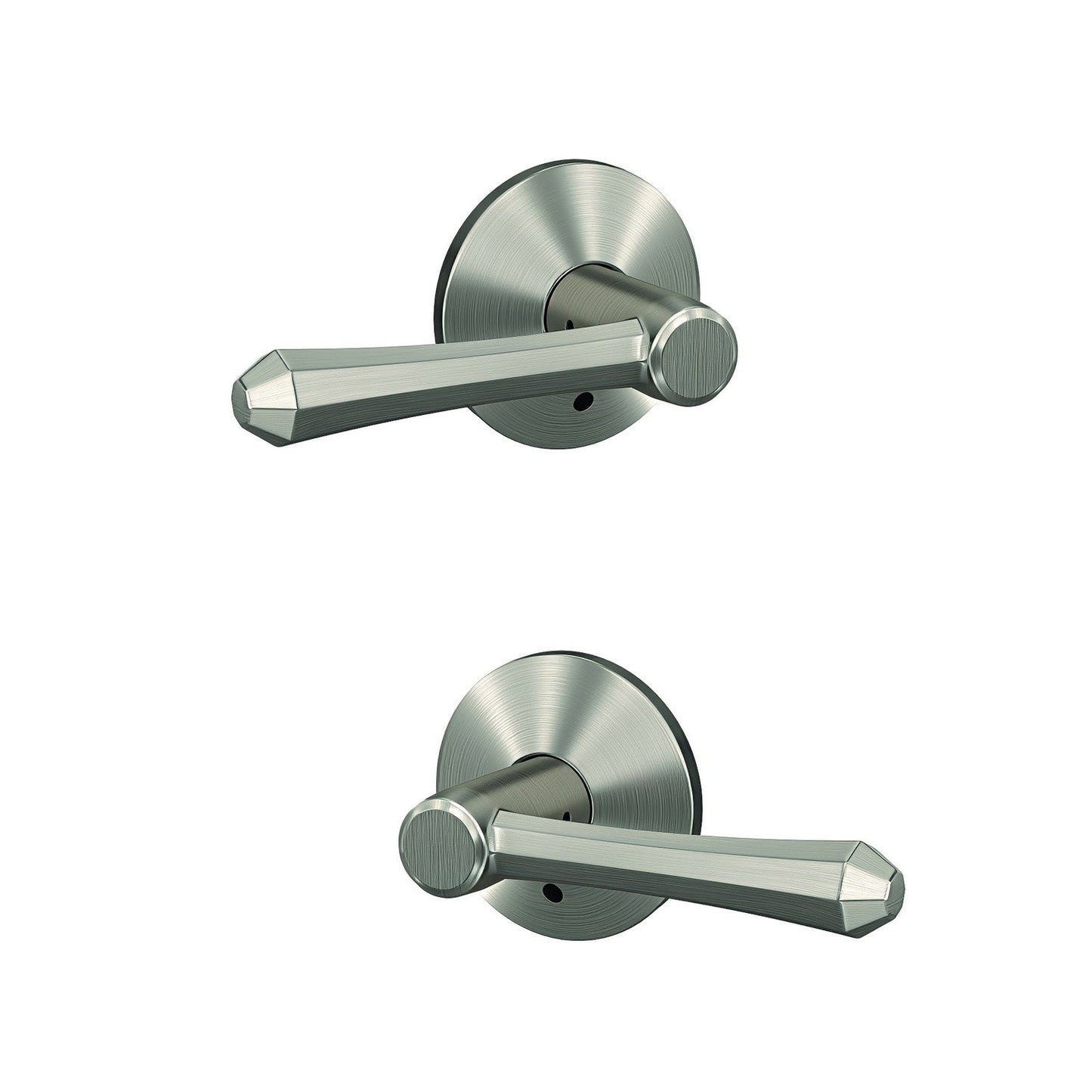 Schlage FC172DMP-KIN Dempsey with Kinsler Rose Pair of Dummy Door Levers