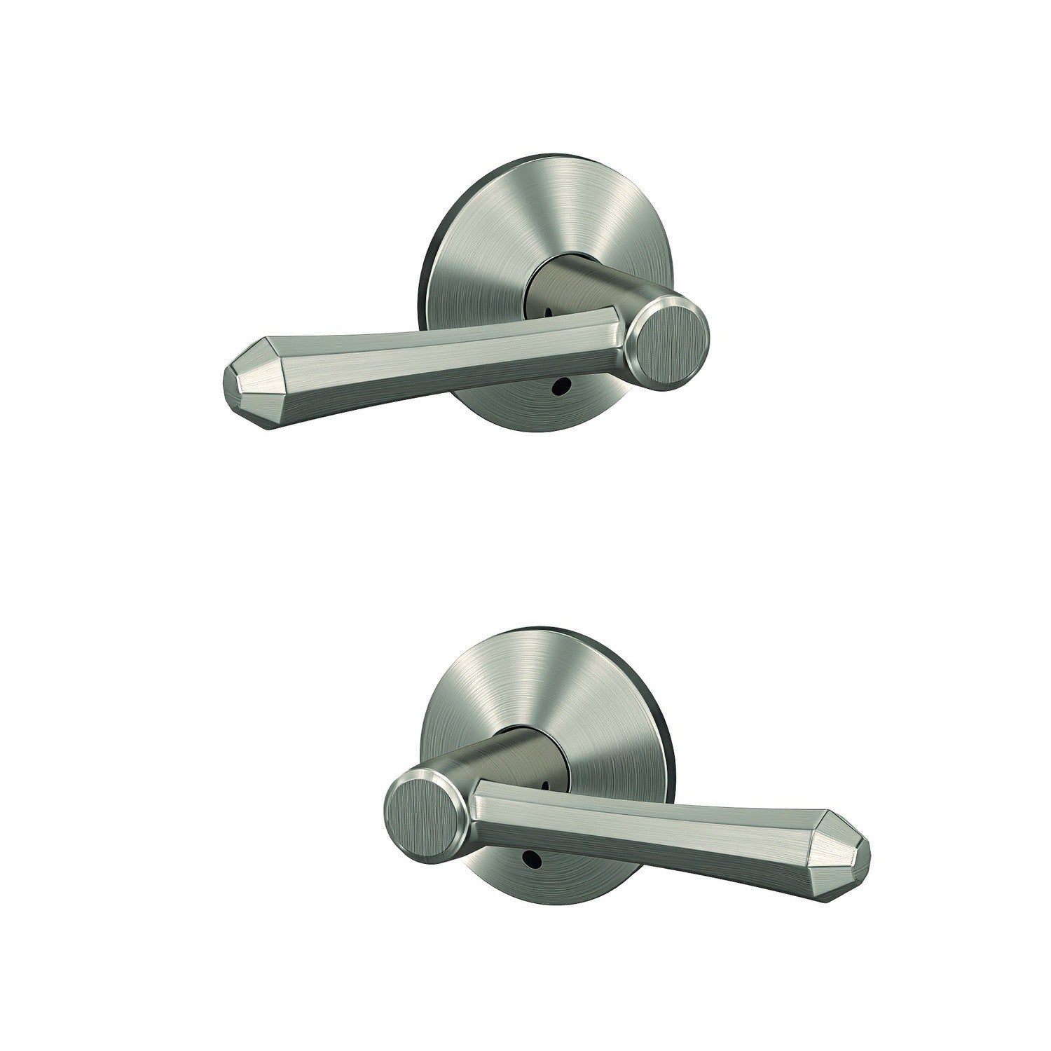 Schlage FC172DMP-KIN Dempsey with Kinsler Rose Pair of Dummy Door Levers