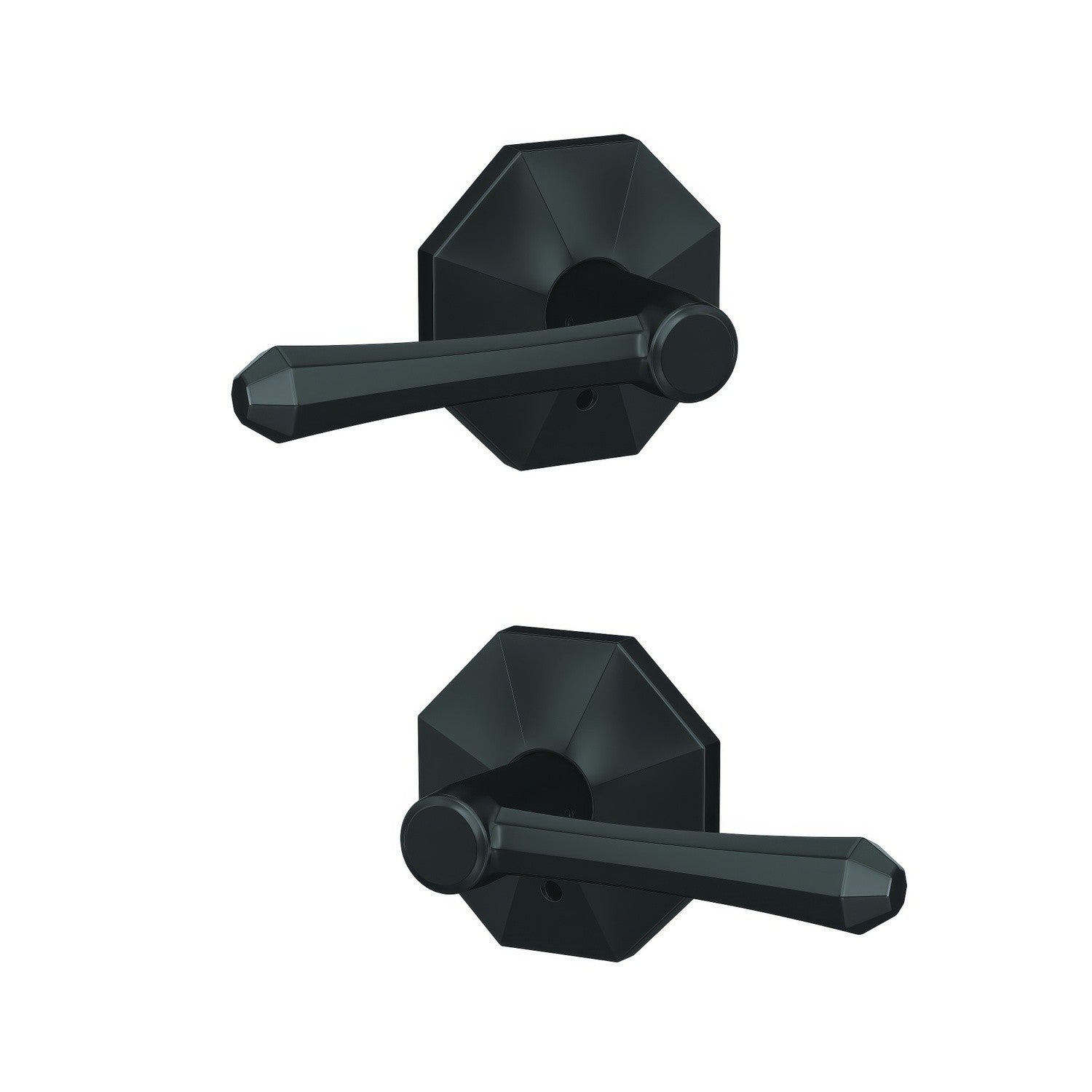 Schlage FC172DMP622RWD Dempsey with Rosewood Rose Pair of Dummy Door Levers Matte Black