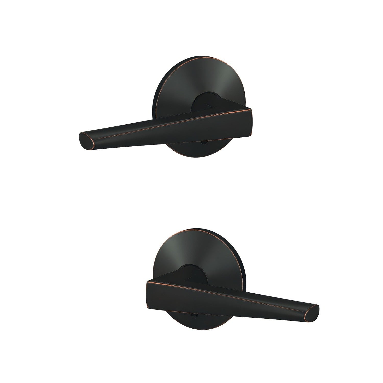 Schlage FC172ELR-KIN Eller with Kinsler Rose Pair of Dummy Door Levers Satin Brass.