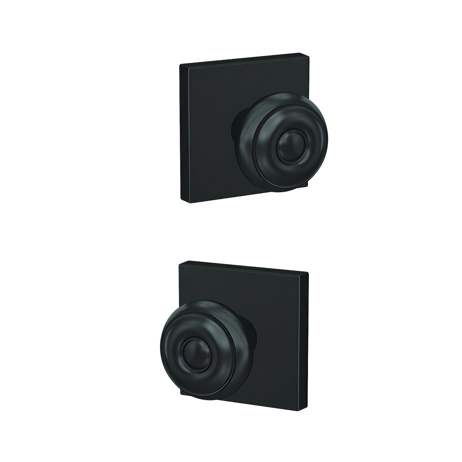 Schlage FC172GEO622COL Georgian with Collins Rose Pair of Dummy Door Knobs Matte Black