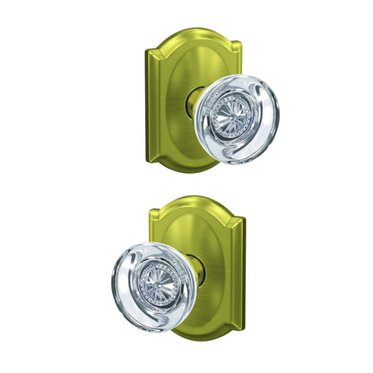 Schlage FC172HOB-CAM Hobson with Camelot Rose Pair of Dummy Door Knobs.