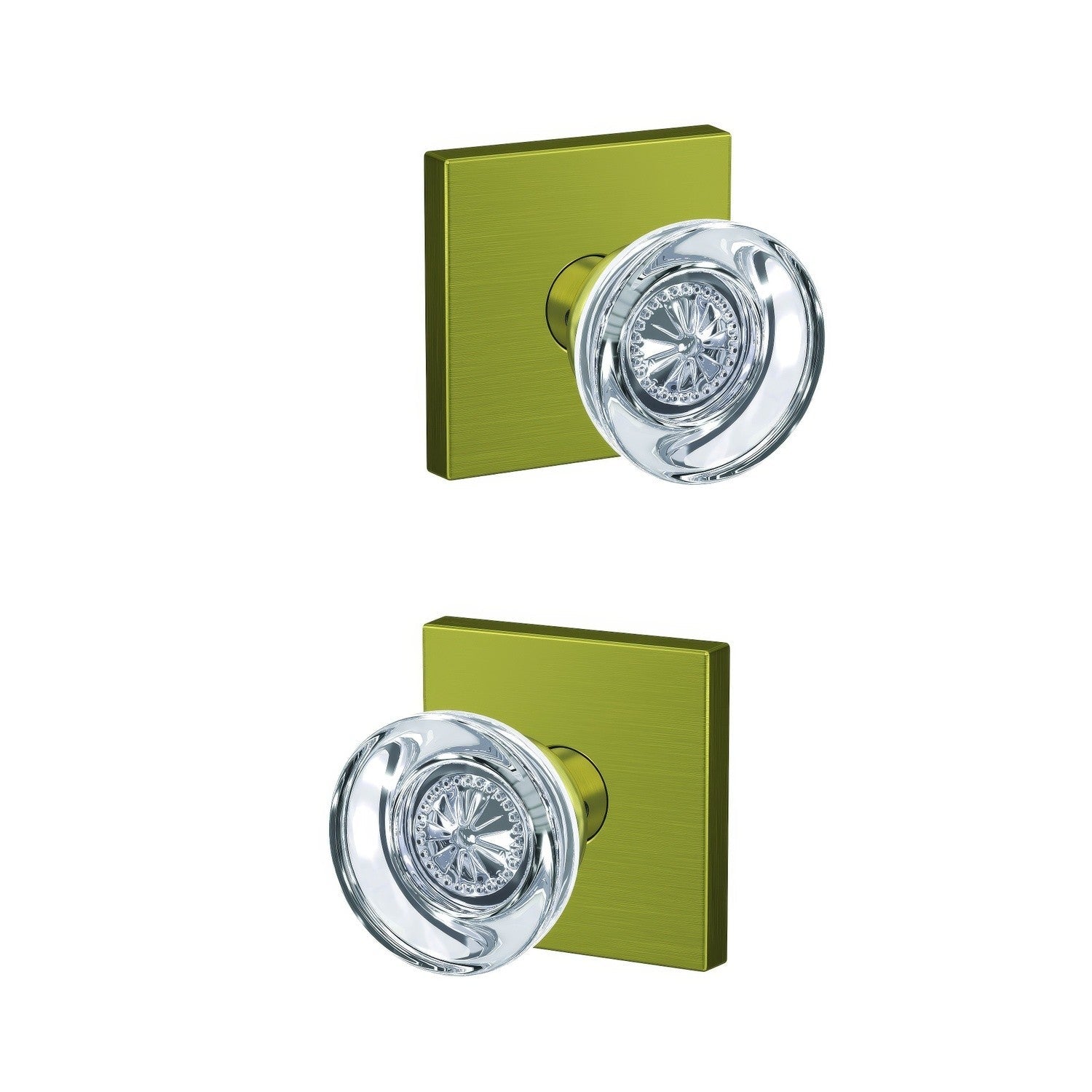 Schlage FC172HOB-COL Hobson with Collins Rose Pair of Dummy Door Knobs