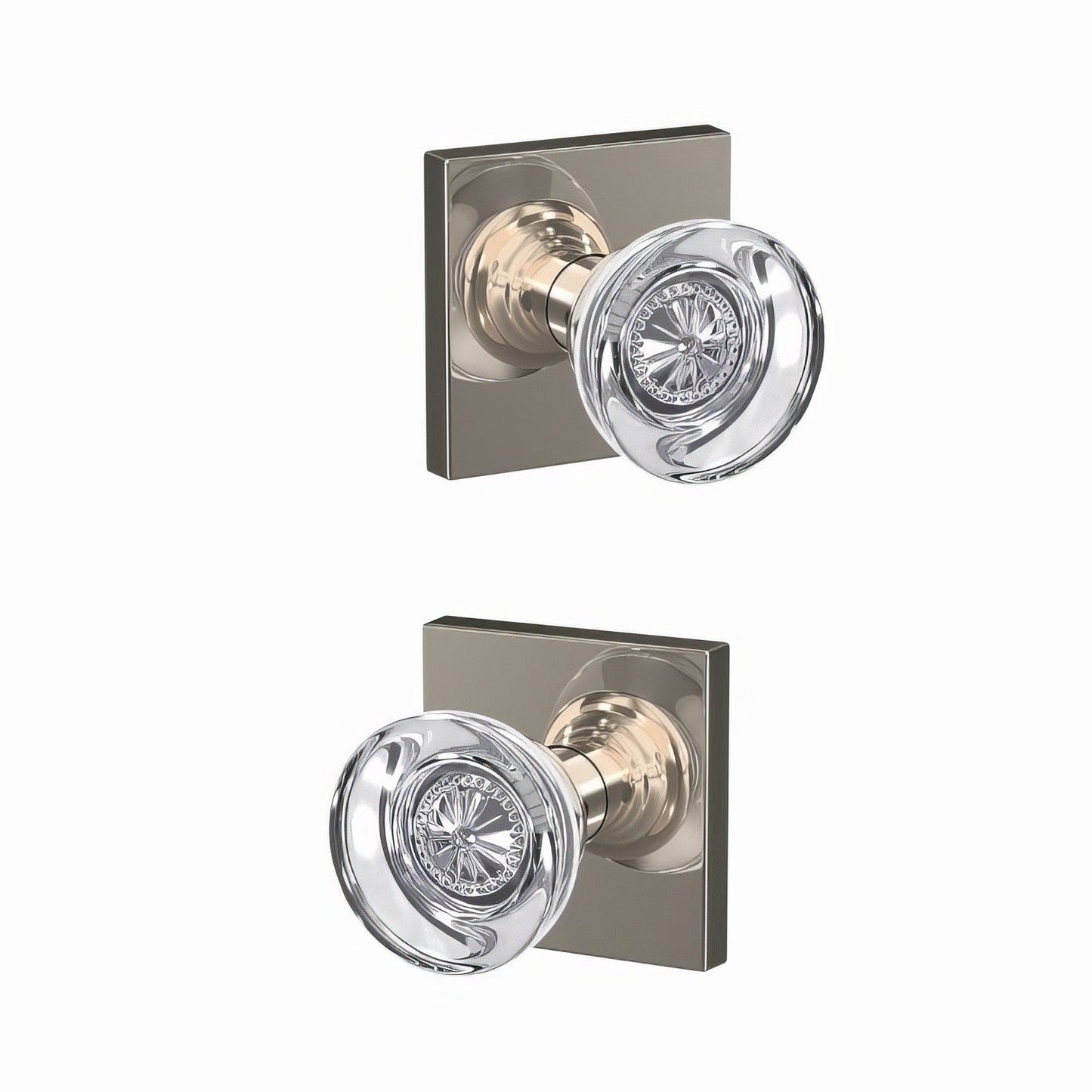 Schlage FC172HOB-COL Hobson with Collins Rose Pair of Dummy Door Knobs