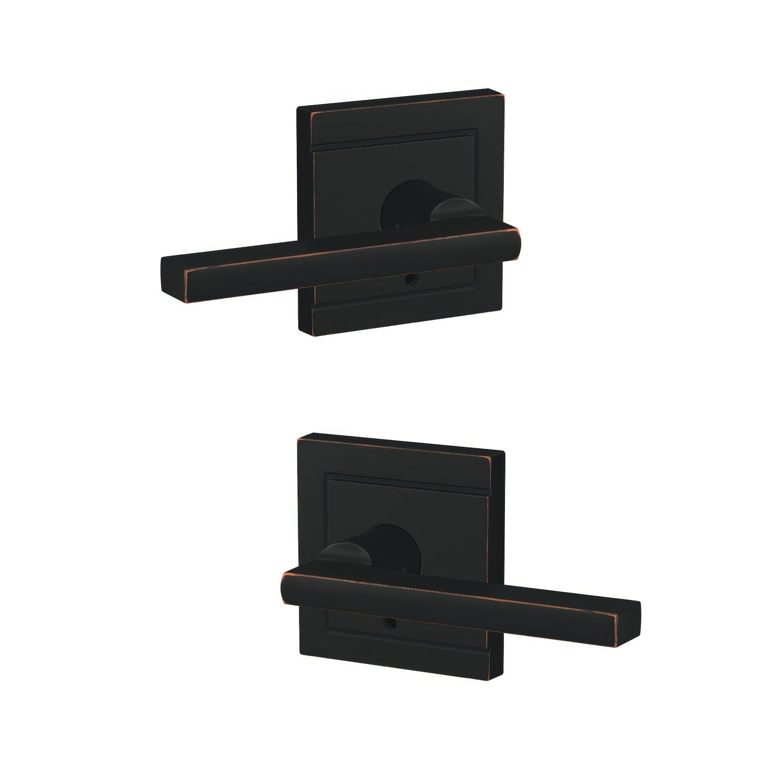 Schlage FC172LAT-ULD Latitude with Upland Rose Pair of Dummy Door Levers