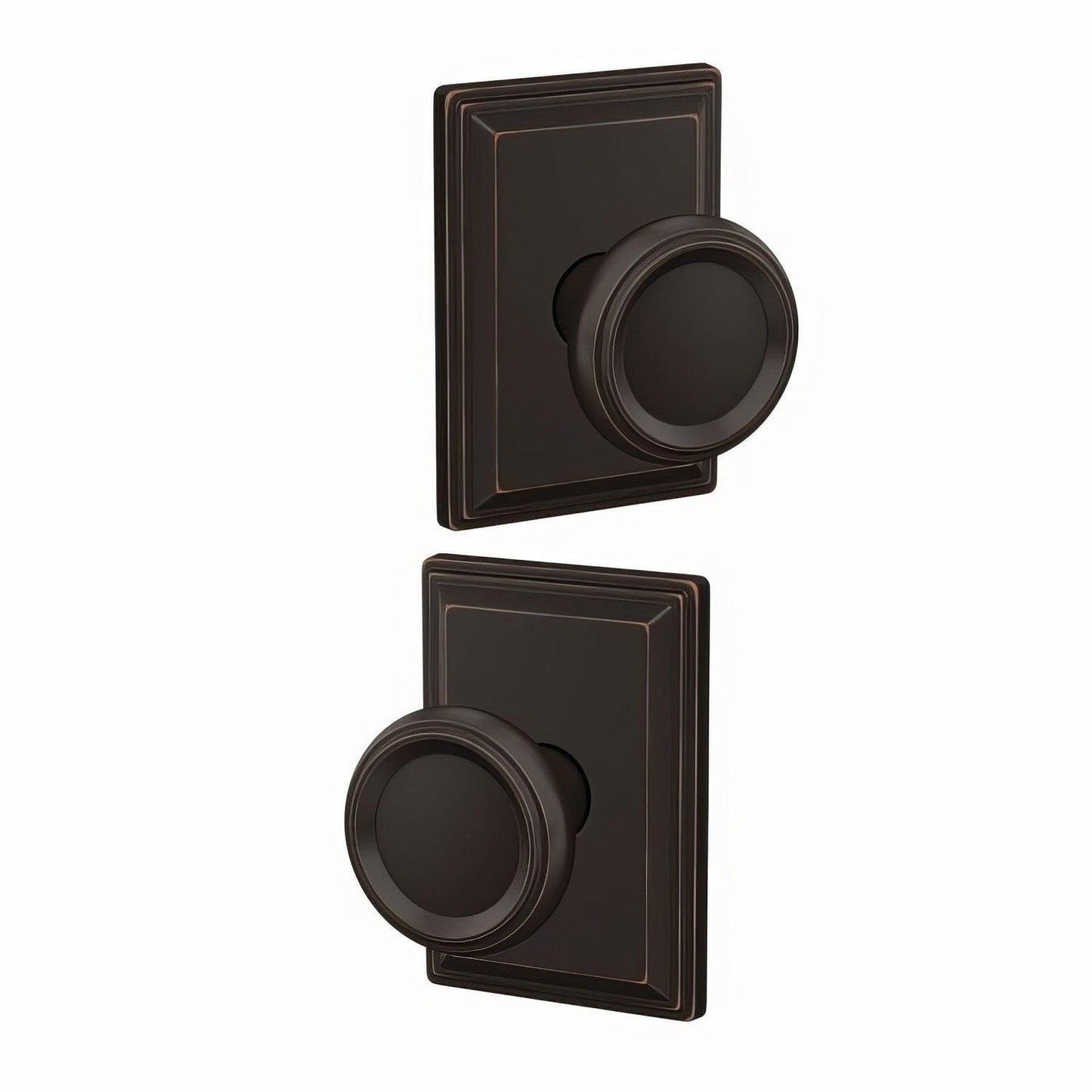 Schlage FC172OFM-GDV Offerman with Grandville Rose Pair of Dummy Door Knobs