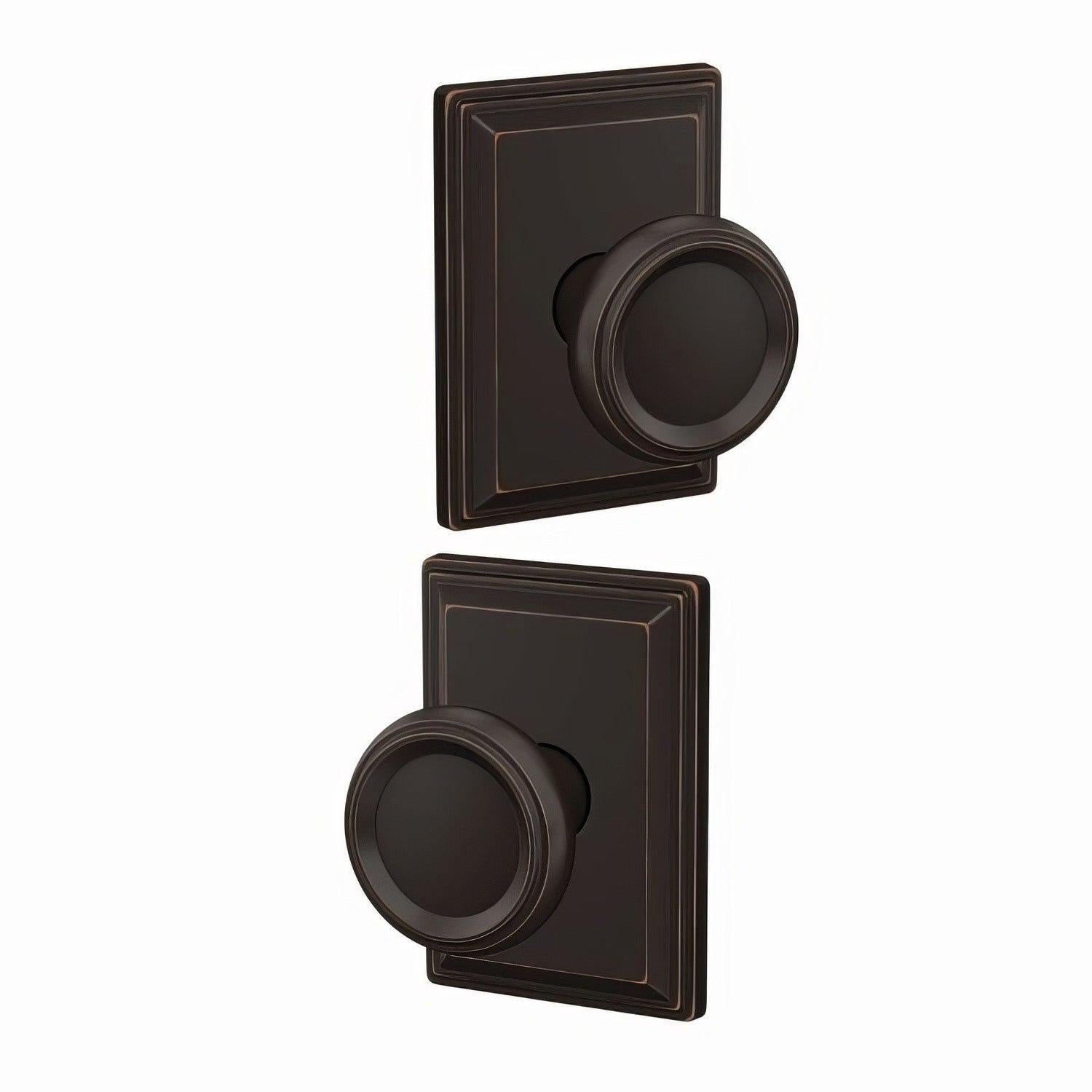 Schlage FC172OFM-GDV Offerman with Grandville Rose Pair of Dummy Door Knobs