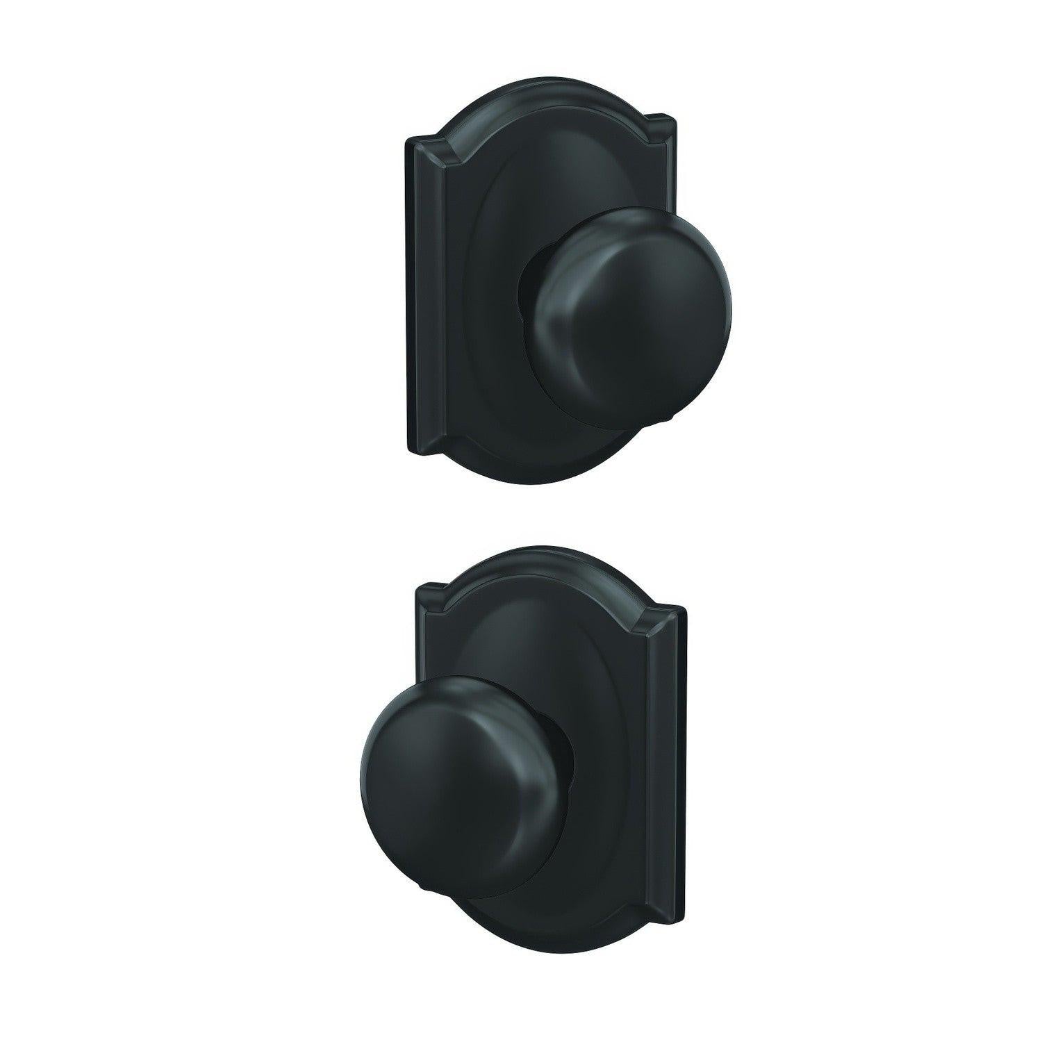 Schlage FC172PLY-CAM Plymouth with Camelot Rose Pair of Dummy Door Knobs