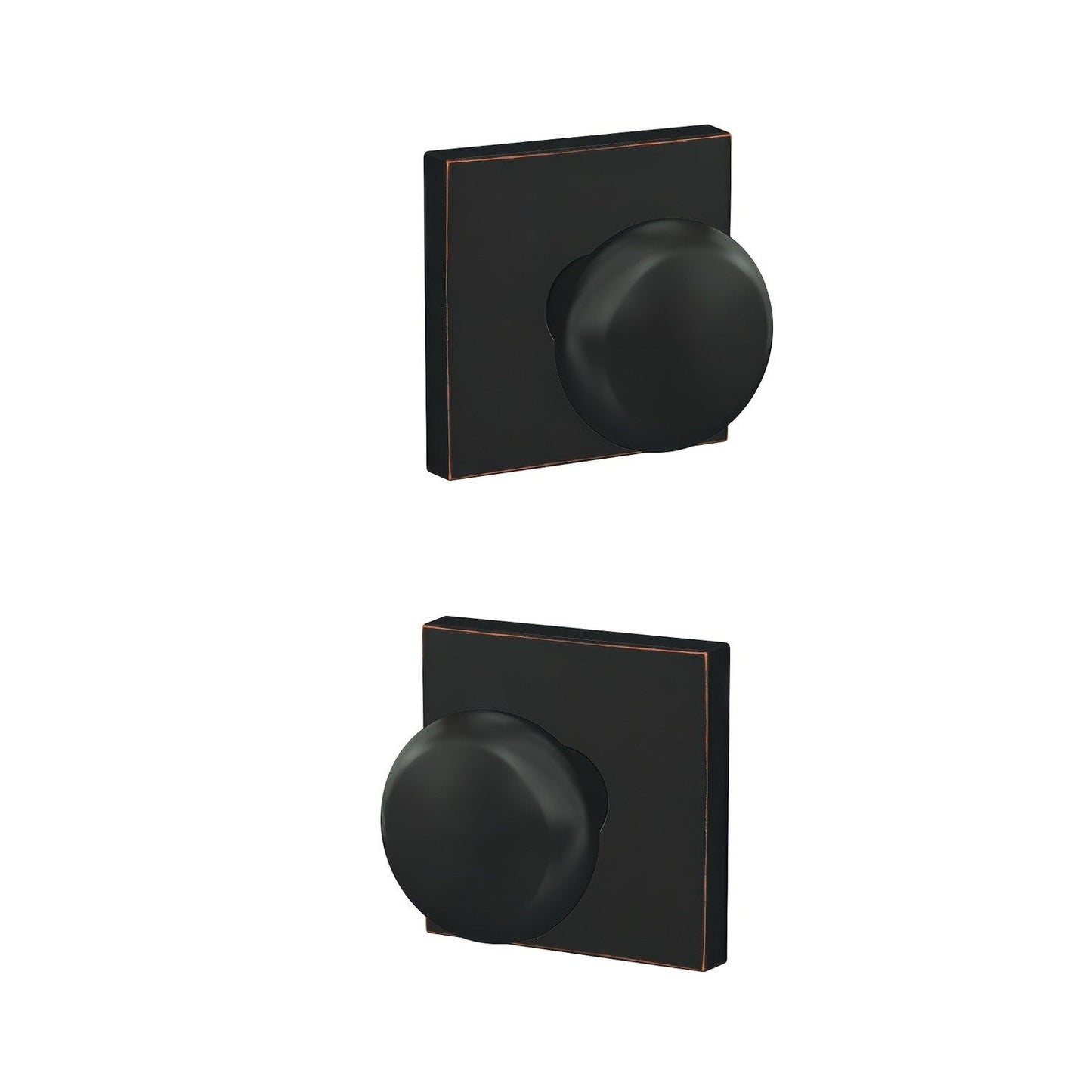 Schlage FC172PLY-COL Plymouth with Collins Rose Pair of Dummy Door Knobs