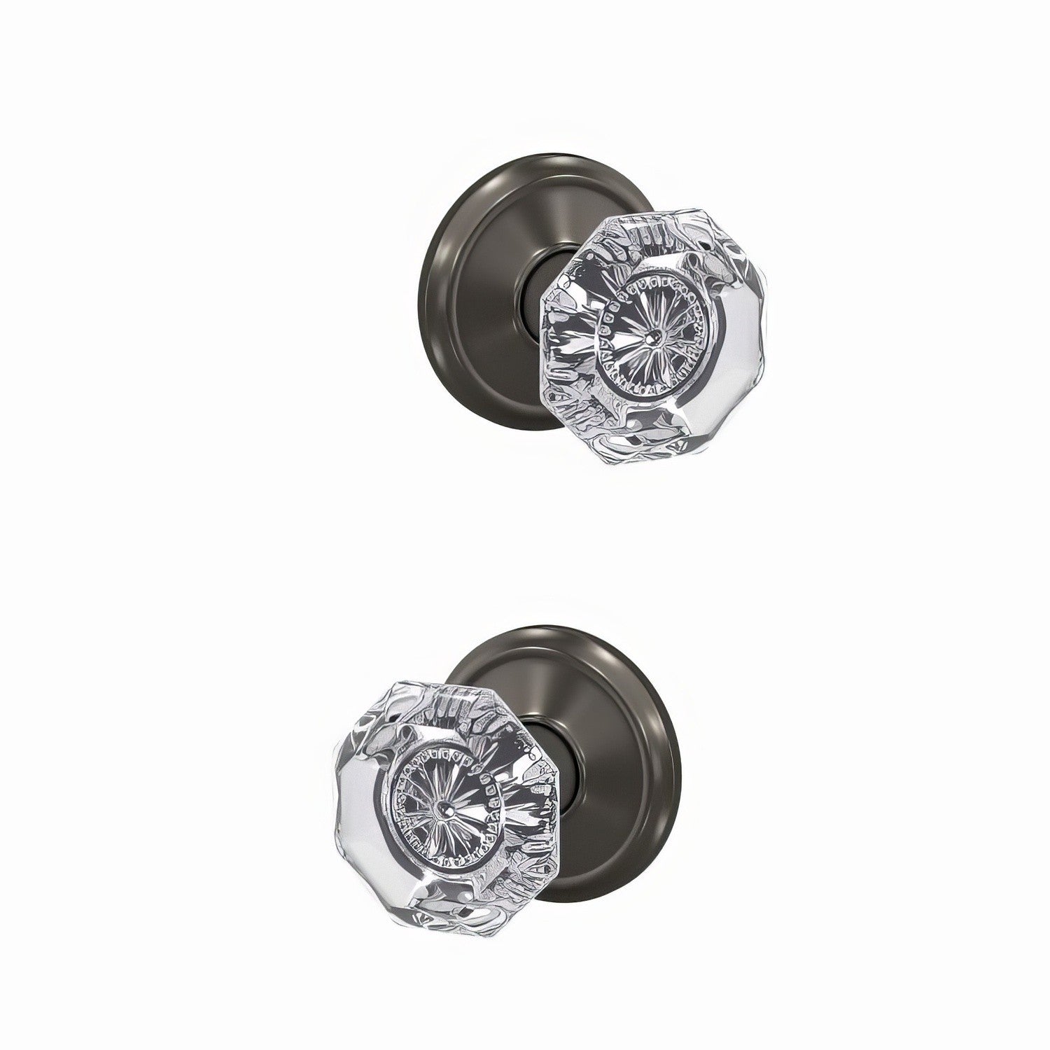 Schlage FC21ALX-ALD Alexandria Glass Knob with Alden Rose Passage & Privacy Door Knob