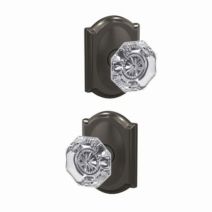 Schlage FC21ALX-CAM Alexandria Glass Knob with Camelot Rose Passage & Privacy Door Knob.