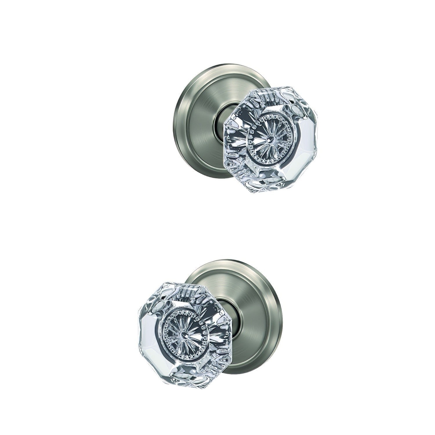 Schlage FC21ALX-ALD Alexandria Glass Knob with Alden Rose Passage & Privacy Door Knob
